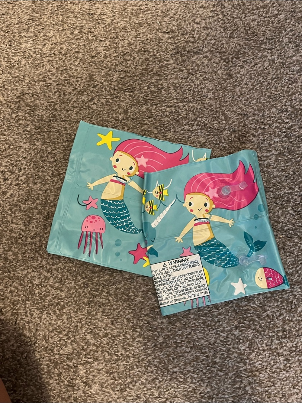 Kids Mermaid Print Swim Arm Floaties - Teal/Pink